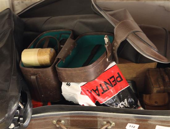 Case full of cameras, binoculars etc